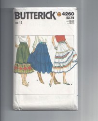 4260 BUTTERICK  LONG FLARE RUFFLE TIER COUNTRY SWING SKIRTS PATTERN 12